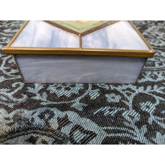 Vintage Stained Glass and Pressed Flower Jewelry Box - Picture 5 of 8